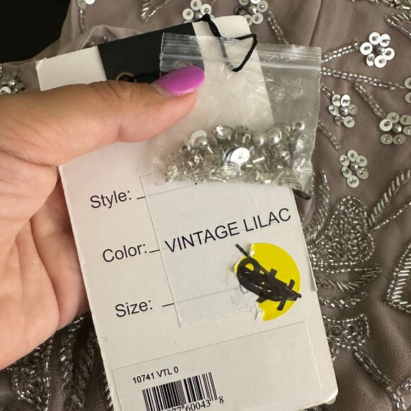 FLAW - NWT Mac Duggal Embellished Midi Dress Vintage Lilac 0 #9869 - Picture 9 of 12